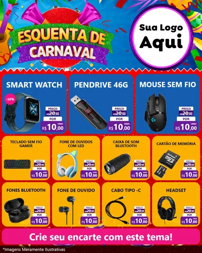 Modelo de Rede Social para Feed Instagram com o tema Esquenta de Carnaval para Informática
