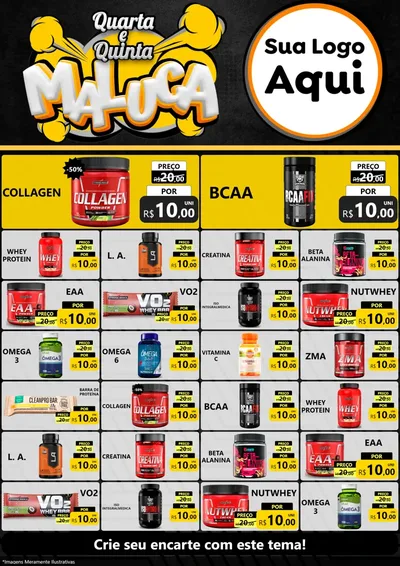 Modelo de Encarte para Encarte A4 Vertical com o tema Quarta e Quinta Maluca para Suplementos alimentares