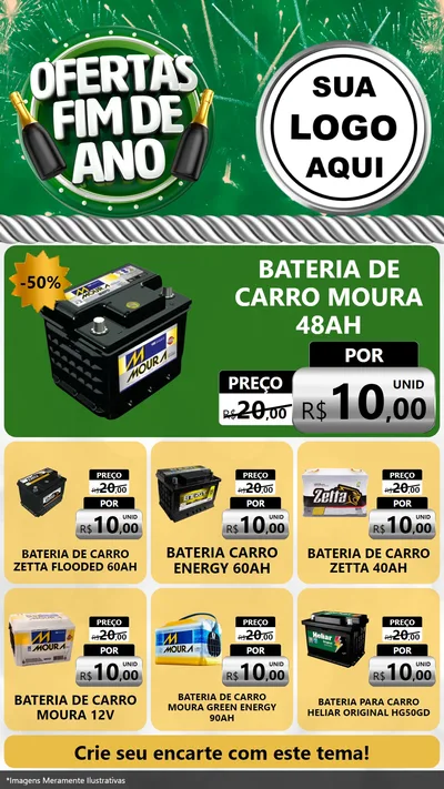 Modelo de Rede Social para Stories com o tema Ofertas Fim de Ano para Baterias Elétricas