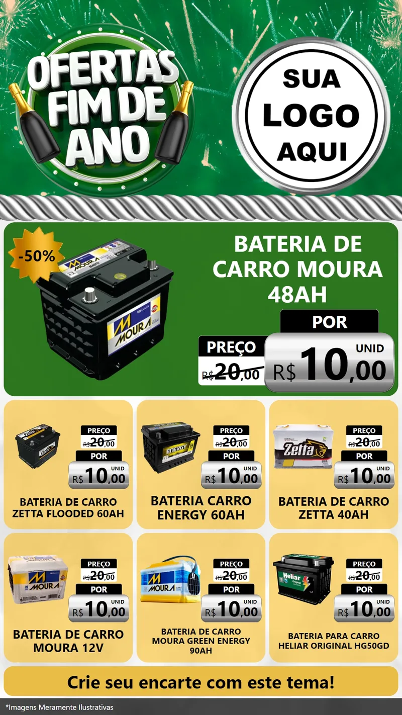 Modelo de Rede Social para Stories com o tema Ofertas Fim de Ano para Baterias Elétricas