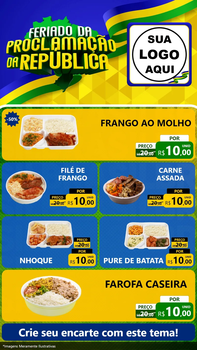 Modelo de TV para TV Vertical com o tema Feriado da Proclamação da República para Restaurante
