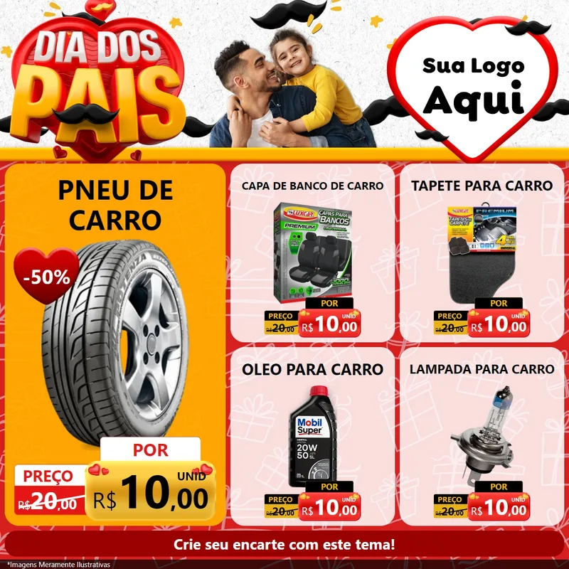 Modelo de Rede Social para Feed Facebook com o tema Dia dos Pais para Auto peças