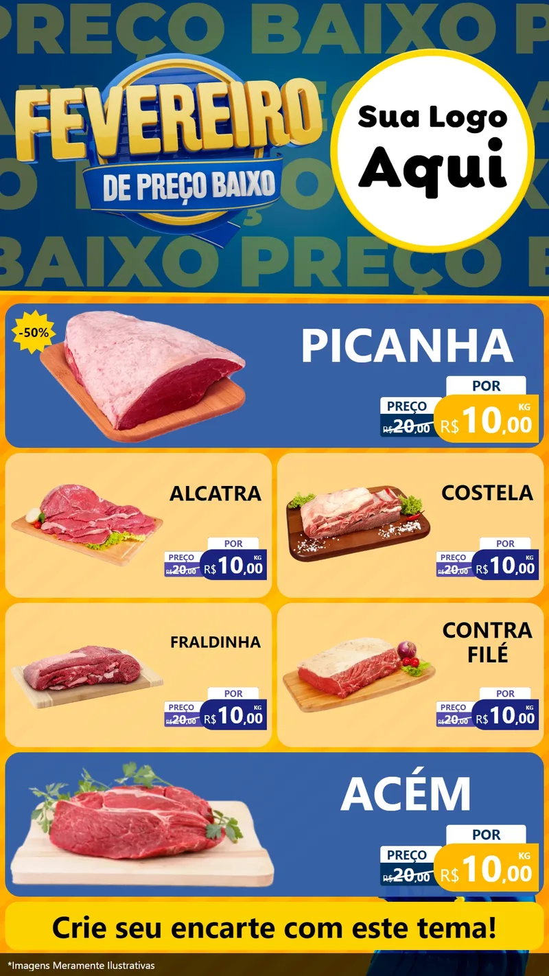 Modelo de TV para TV Vertical com o tema Fevereiro de Preço Baixo para Açougue