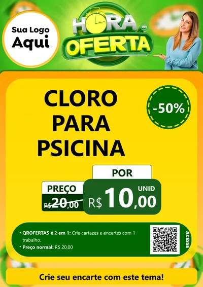 Modelo de Cartaz para Cartaz A4 Vertical com o tema Hora da Oferta para Produtos para Piscina