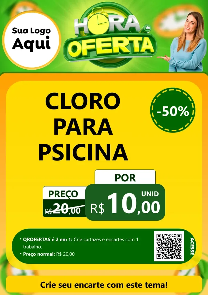 Modelo de Cartaz para Cartaz A4 Vertical com o tema Hora da Oferta para Produtos para Piscina