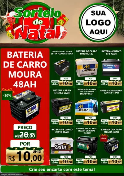 Modelo de Encarte para Encarte A4 Vertical com o tema Sorteio de Natal para Baterias Elétricas