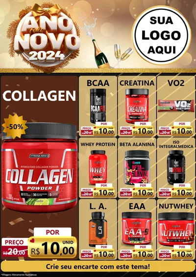 Modelo de Encarte para Encarte A4 Vertical com o tema Feliz Ano Novo 2027 para Suplementos alimentares