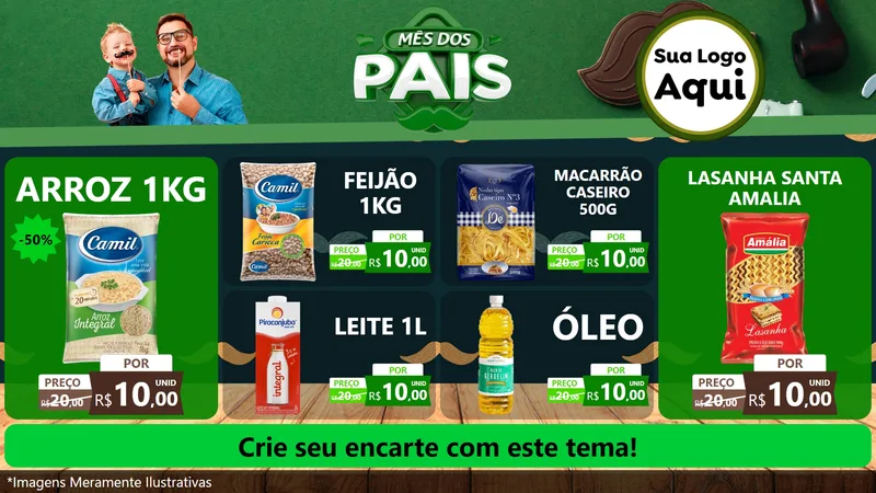 Modelo de TV para TV Horizontal com o tema Mês dos Pais para Supermercado