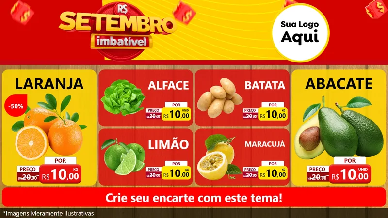 Modelo de TV para TV Horizontal com o tema Setembro Imbatível para Hortifrúti