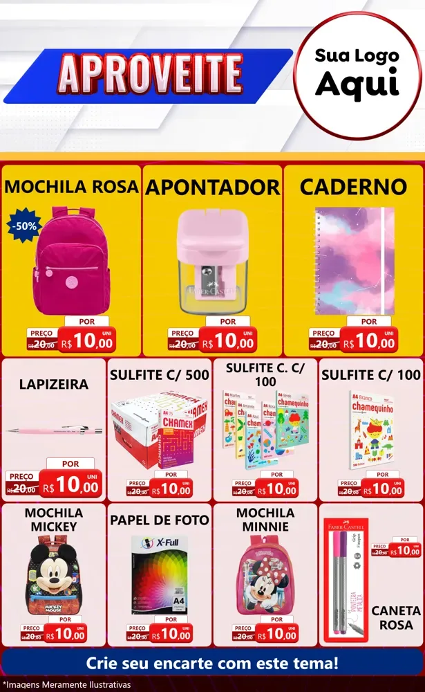 Modelo de Encarte para Encarte Grande com o tema Aproveite para Papelaria