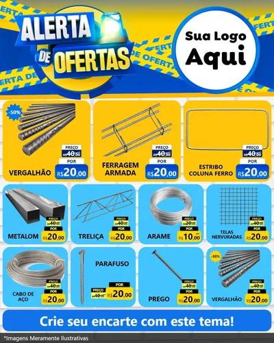 Modelo de Rede Social para Feed Instagram com o tema Alerta de Ofertas para Ferragens