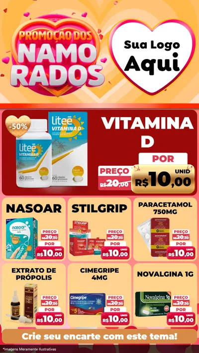 Modelo de Rede Social para Stories com o tema Promoção dos Namorados para Farmácia