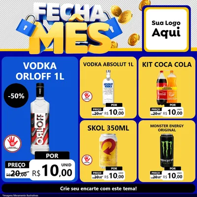 Modelo de Rede Social para Feed Facebook com o tema Fecha Mês para Distribuidora de bebidas
