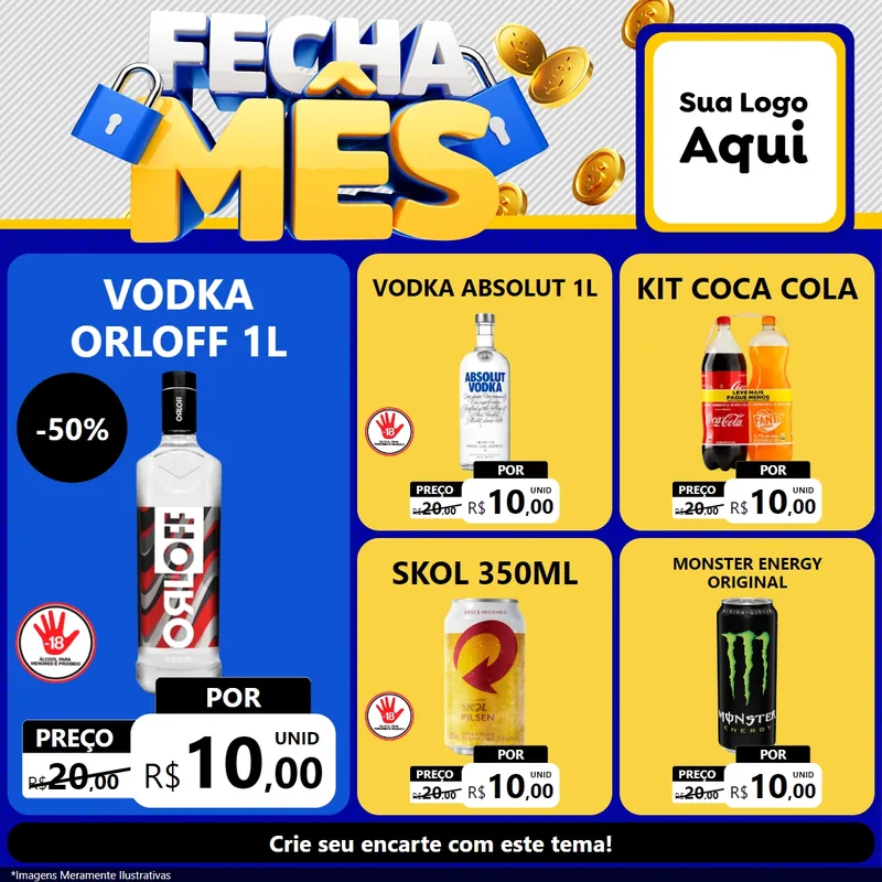 Modelo de Rede Social para Feed Facebook com o tema Fecha Mês para Distribuidora de bebidas