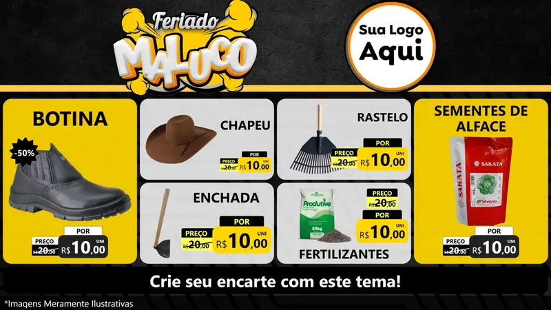 Modelo de TV para TV Horizontal com o tema Feriado Maluco para Agropecuária