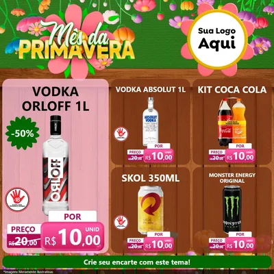 Modelo de Rede Social para Feed Facebook com o tema Mês da Primavera para Distribuidora de bebidas