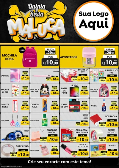 Modelo de Encarte para Encarte A4 Vertical com o tema Quinta e Sexta Maluca para Papelaria
