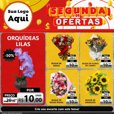 Modelo de Rede Social para Feed Facebook com o tema Segunda de Ofertas para Floricultura e jardim