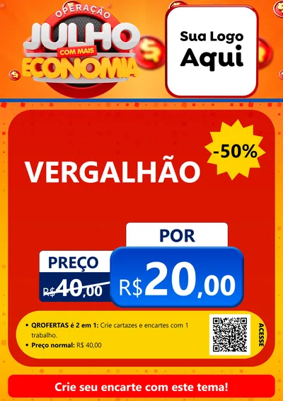 Modelo de Cartaz para Cartaz A4 Vertical com o tema Operação Julho Com Mais Economia para Ferragens