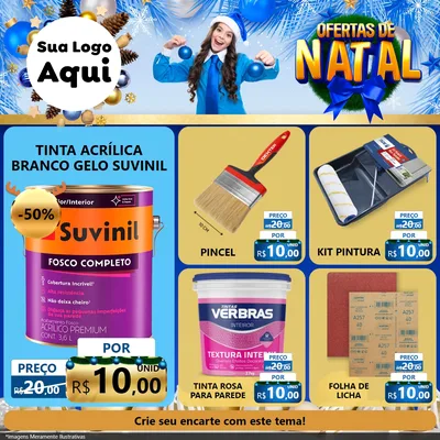 Modelo de Rede Social para Feed Facebook com o tema Ofertas de Natal para Tintas e Ferramentas