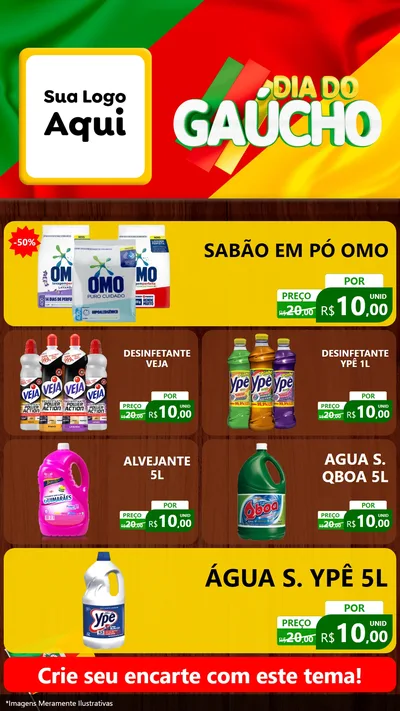 Modelo de TV para TV Vertical com o tema Dia do Gaúcho para Produtos de Limpeza