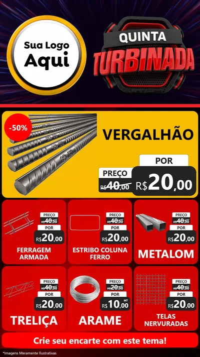 Modelo de Rede Social para Stories com o tema Quinta Turbinada para Ferragens