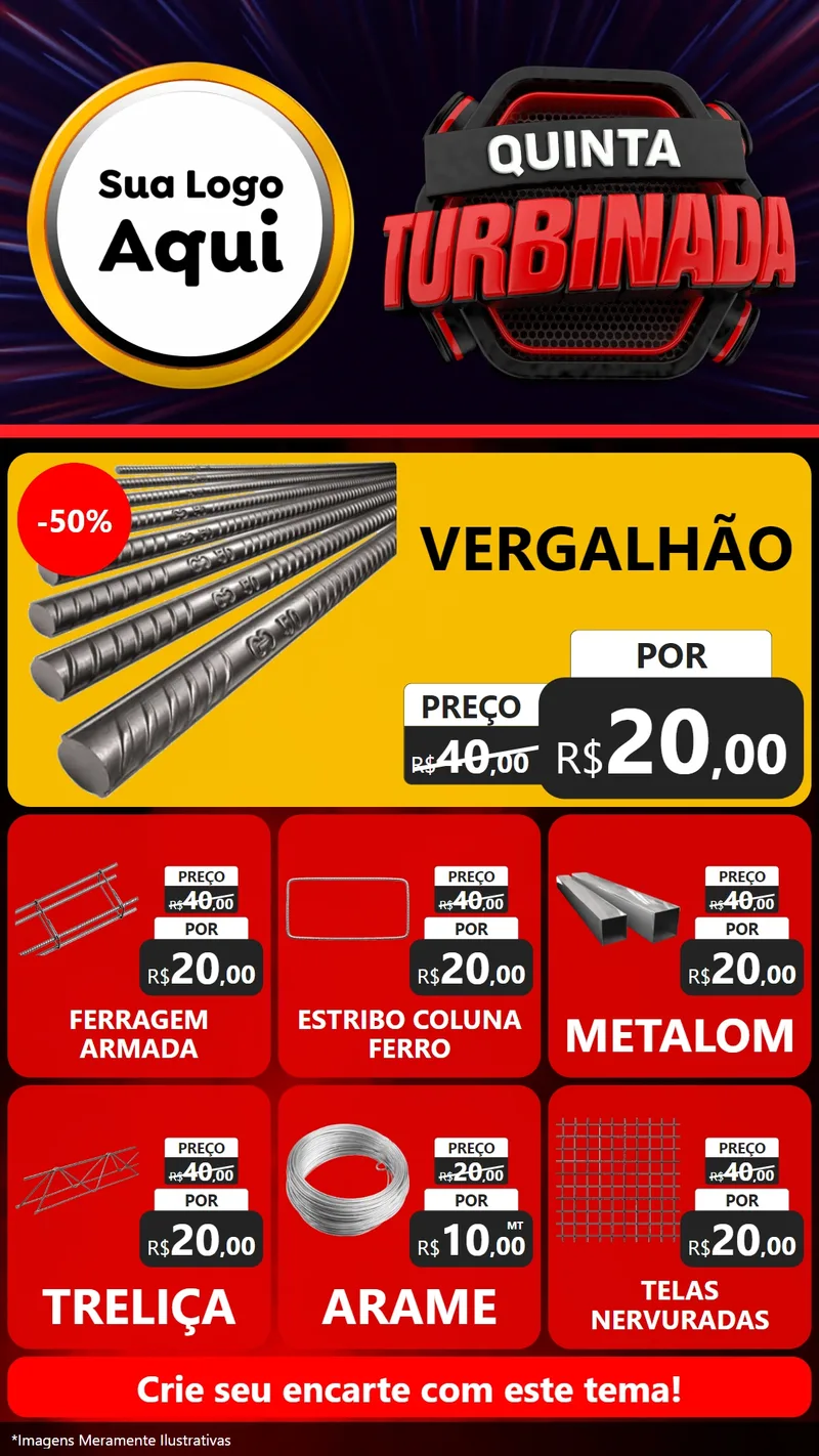 Modelo de Rede Social para Stories com o tema Quinta Turbinada para Ferragens