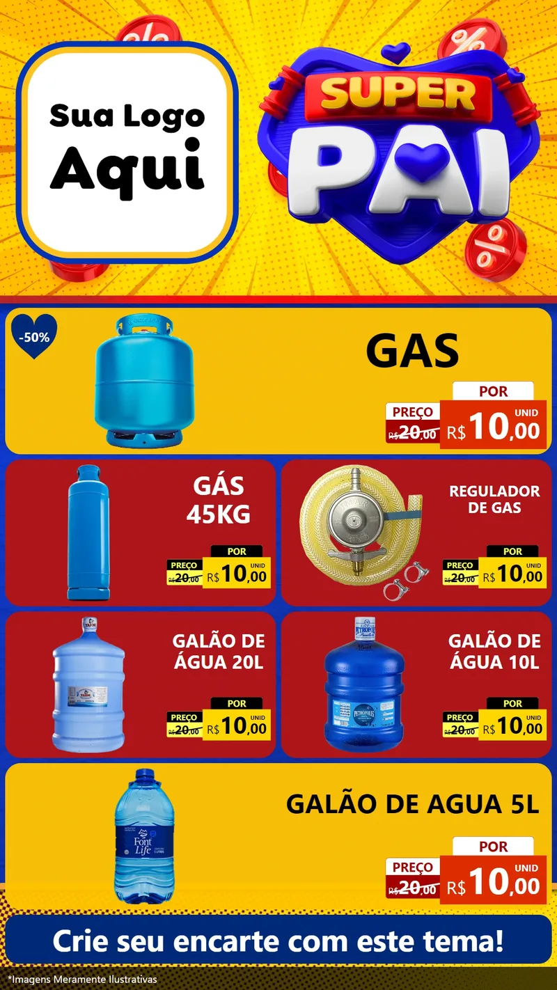 Modelo de TV para TV Vertical com o tema Super Pai para Água e gás