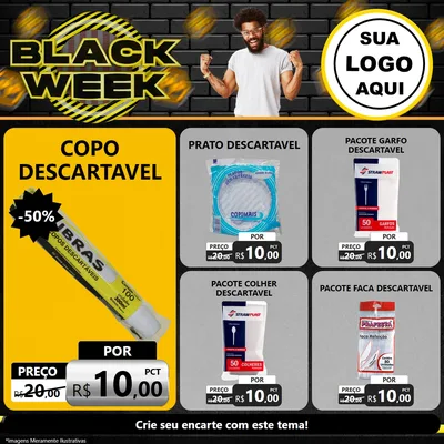 Modelo de Rede Social para Feed Facebook com o tema Black Week para Embalagens