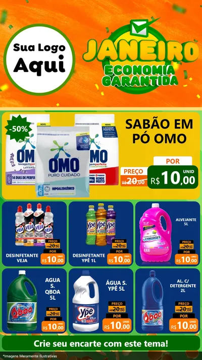 Modelo de Rede Social para Stories com o tema Janeiro - Economia Garantida para Produtos de Limpeza