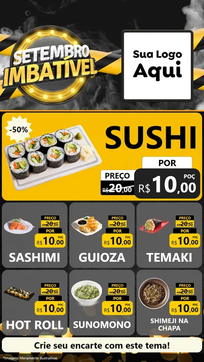 Modelo de Rede Social para Stories com o tema Setembro Imbatível para Comida japonesa