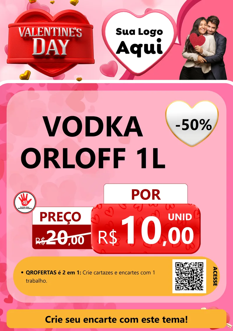 Modelo de Cartaz para Cartaz A4 Vertical com o tema Valentine's Day para Distribuidora de bebidas