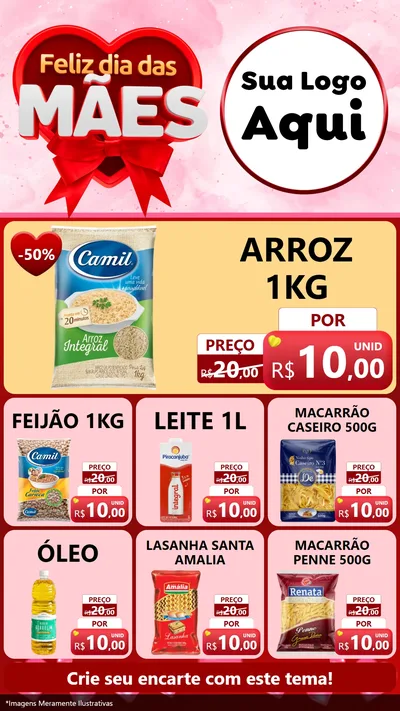 Modelo de Rede Social para Stories com o tema Feliz Dia Das Mães para Supermercado