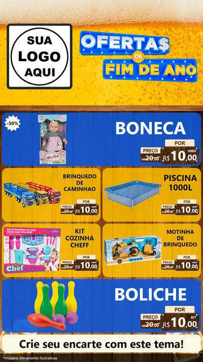 Modelo de TV para TV Vertical com o tema Ofertas de Fim de Ano para Brinquedos