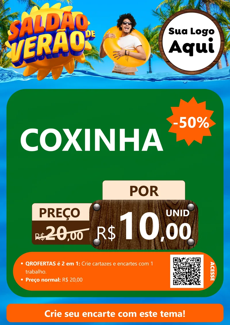 Modelo de Cartaz para Cartaz A4 Vertical com o tema Saldão de Verão para Salgadaria