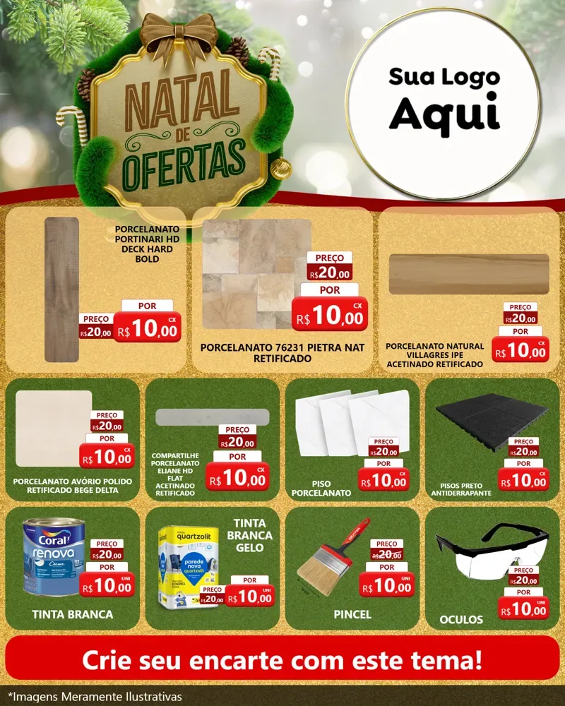 Modelo de Rede Social para Feed Instagram com o tema Ofertas de Natal para Pisos e revestimentos
