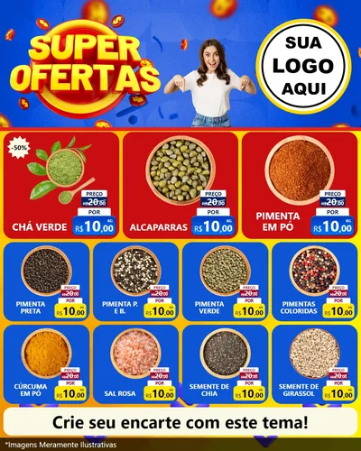 Modelo de Rede Social para Feed Instagram com o tema Super Ofertas para Produtos Naturais