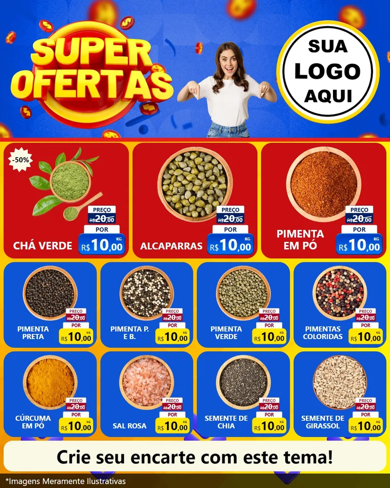 Modelo de Rede Social para Feed Instagram com o tema Super Ofertas para Produtos Naturais