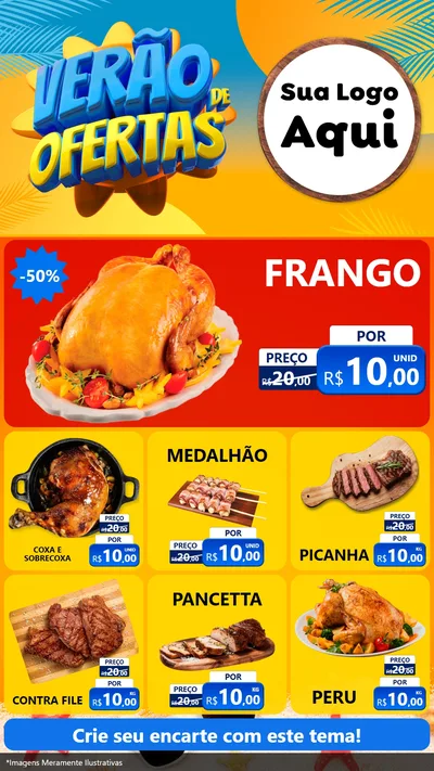 Modelo de Rede Social para Stories com o tema Verão de Ofertas para Assados