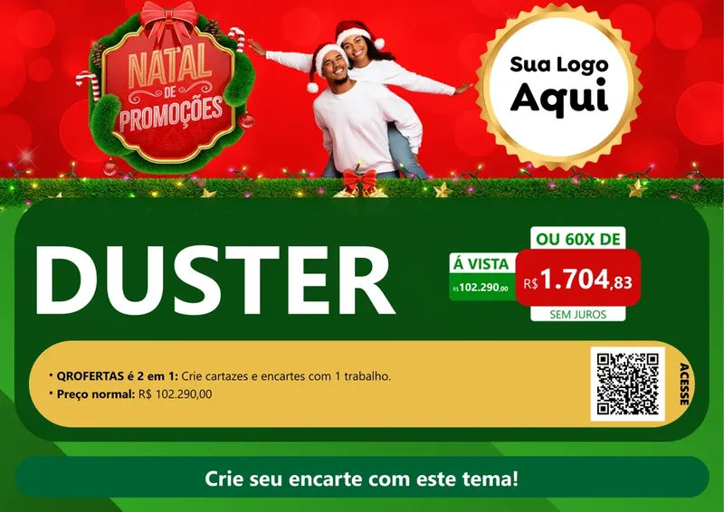 Modelo de Cartaz para Cartaz A4 Horizontal com o tema Natal de Promoções para Concessionaria de Carros
