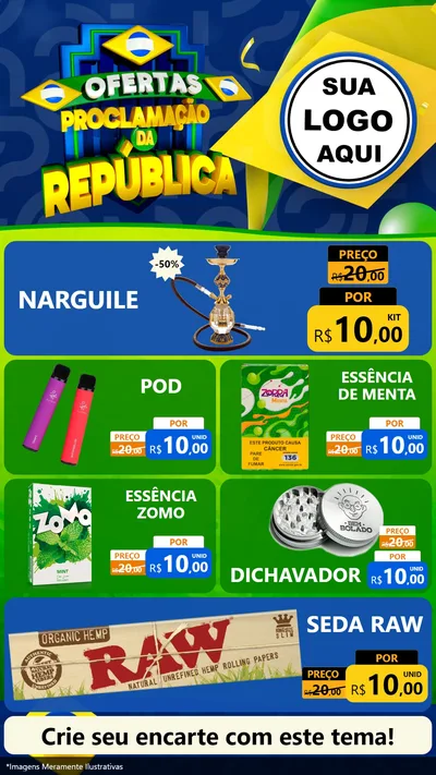 Modelo de TV para TV Vertical com o tema Ofertas Proclamação da República para Tabacaria