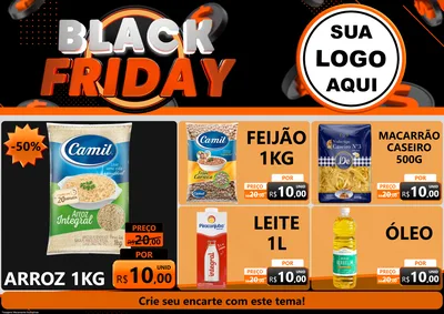 Modelo de Encarte para Encarte A4 Horizontal com o tema Black Friday para Supermercado