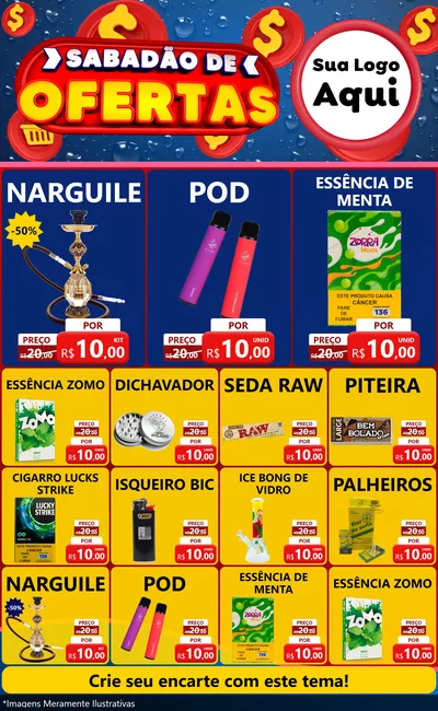 Modelo de Encarte para Encarte Grande com o tema Sabadão de Ofertas para Tabacaria
