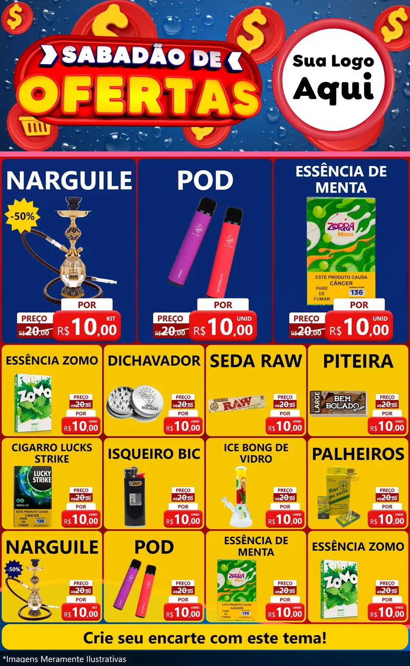 Modelo de Encarte para Encarte Grande com o tema Sabadão de Ofertas para Tabacaria