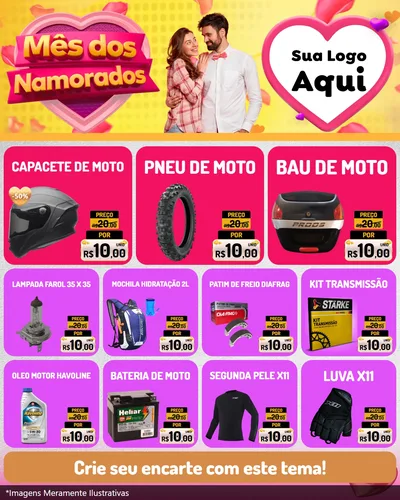 Modelo de Rede Social para Feed Instagram com o tema Mês dos Namorados para Moto peças