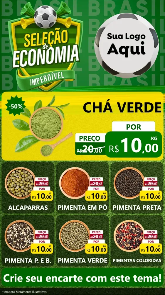Modelo de Rede Social para Stories com o tema Seleção de Economia - Copa para Produtos Naturais