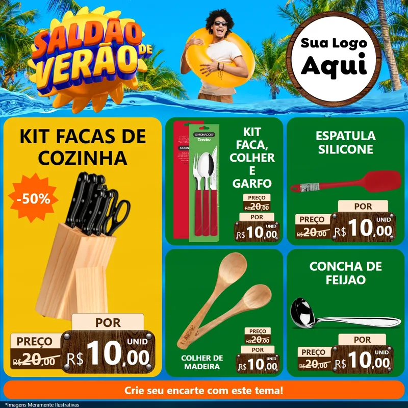 Modelo de Rede Social para Feed Facebook com o tema Saldão de Verão para Utilidades Domésticas