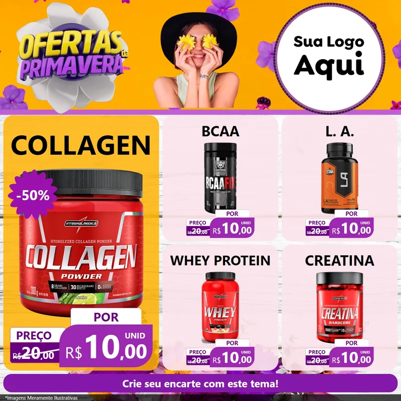 Modelo de Rede Social para Feed Facebook com o tema Ofertas Da Primavera para Suplementos alimentares