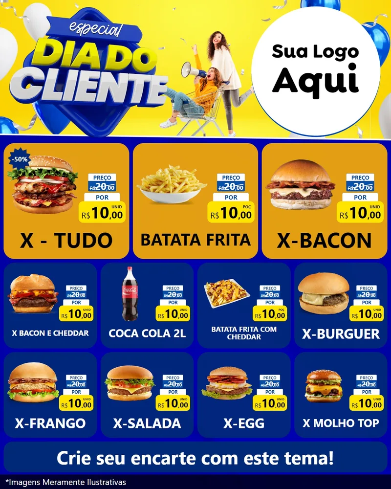 Modelo de Rede Social para Feed Instagram com o tema Especial Dia do Cliente para Hamburgueria