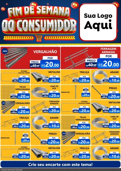 Modelo de Encarte para Encarte A4 Vertical com o tema Fim de Semana do Consumidor para Ferragens
